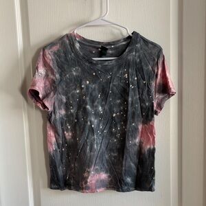 wild fable Black & Pink Tie-Dye Short Sleeve Tee size S